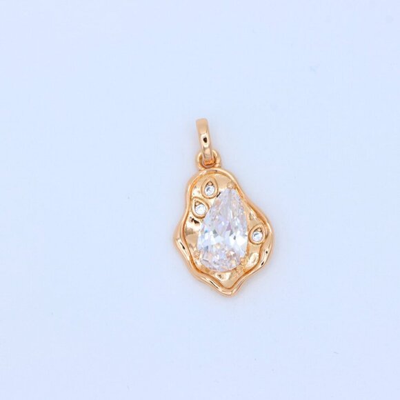 "Elegant White Teardrop Pendant in Gold Plated Artistic Frame, XPPT1731 - Picture 9 of 13